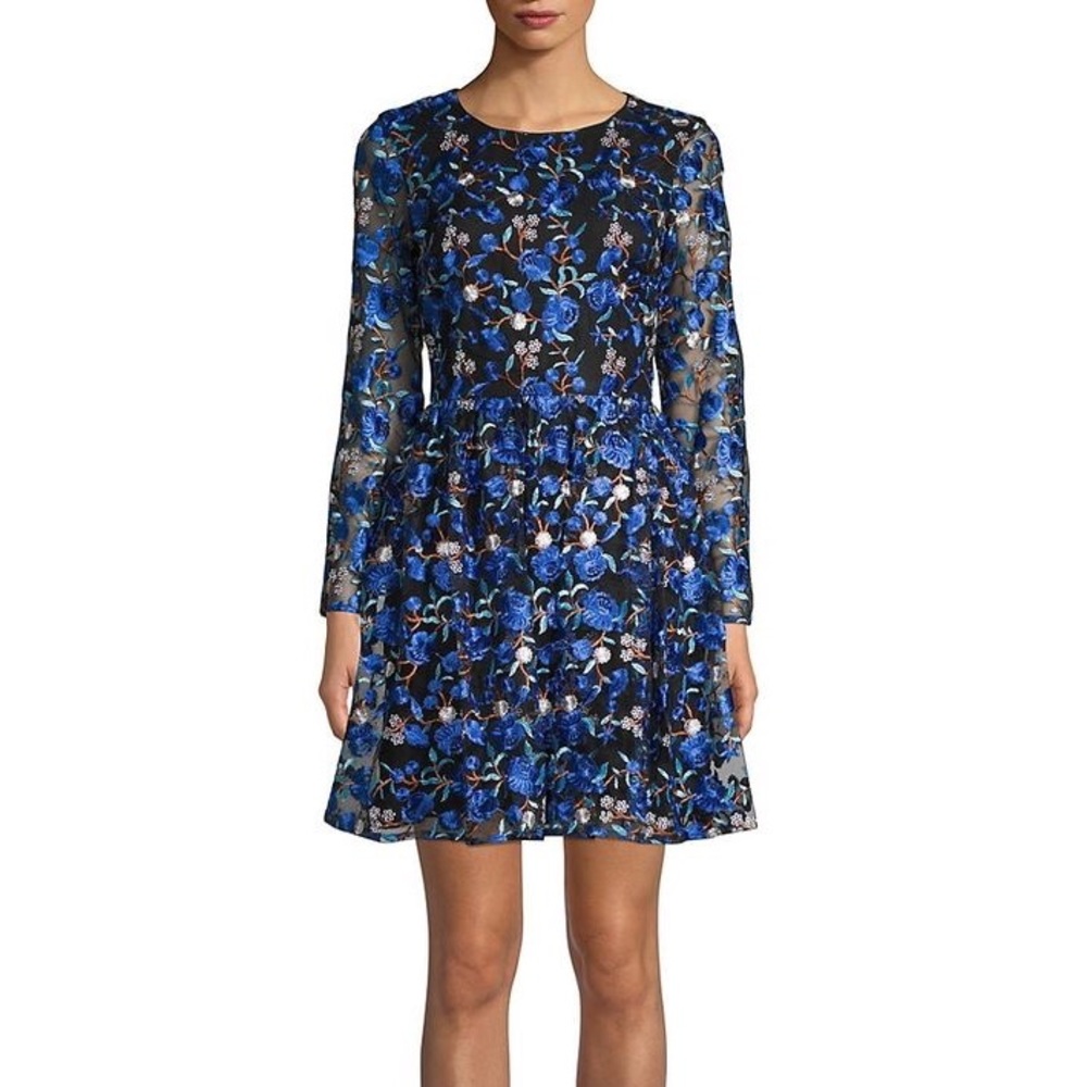 Badgley Mischka Blue Floral Dress